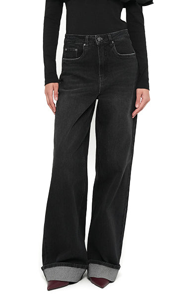 Gestuz Wide Jeans in Washed Black
