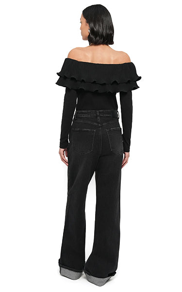 Gestuz Wide Jeans in Washed Black
