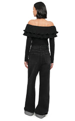 Gestuz Wide Jeans in Washed Black
