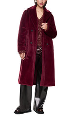Marccain Maroon Fluffy Coat