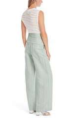 Wide-Leg Linen Pants – Marccain Stripe Viscose Linen
