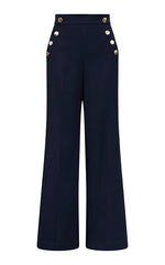 Marella Himarew Navy Pants with Gold Buttons