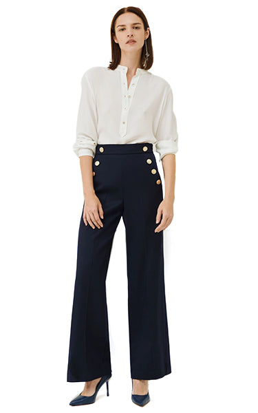 Marella Himarew Navy Pants with Gold Buttons