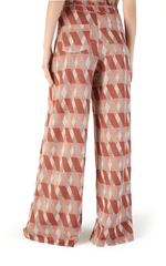 Marella Lurex Palazzo Pants in Rust Geo