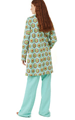 Marella Pantera Green Geo Print Pea Coat