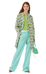 Marella Pantera Green Geo Print Pea Coat