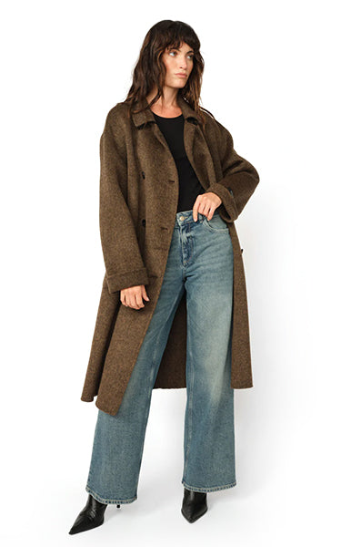 Mos Mosh Barkley Wool Coat in Slate Black