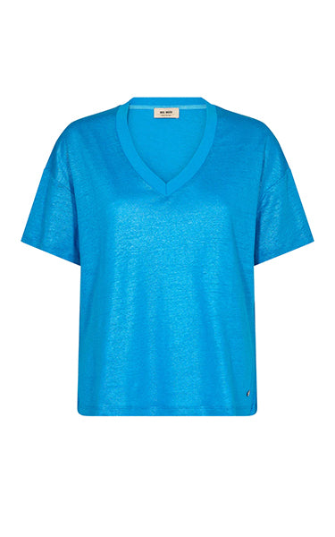 Mos Mosh Casa V Neck Foil T in Blue