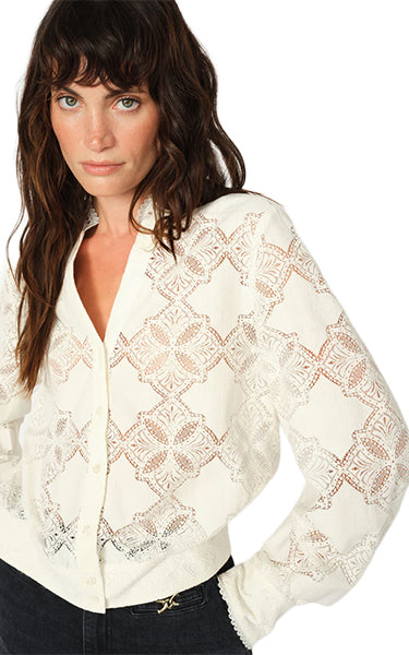Mos Mosh Lace Shirt  in Ecru