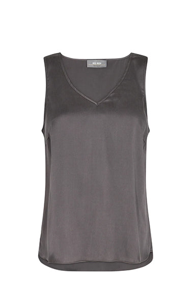 Mos Mosh V Neck Silk Tank in Grey