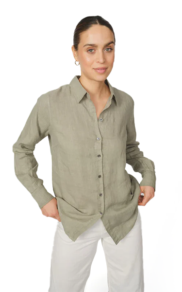 MOs Mosh Khaki Classic Linen Shirt