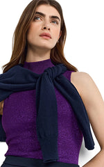 Rich & Royal Lurex S/Less Top Royal Plum