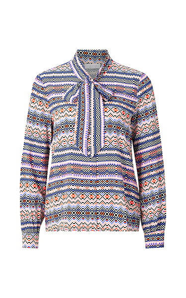 Rich & Royal Printed Blouse with Bow