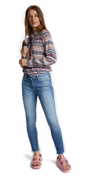 Rich & Royal Printed Blouse with Bow