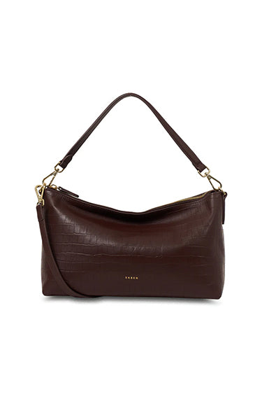 Saben Claudia Shoulder Bag in Espresso Croc