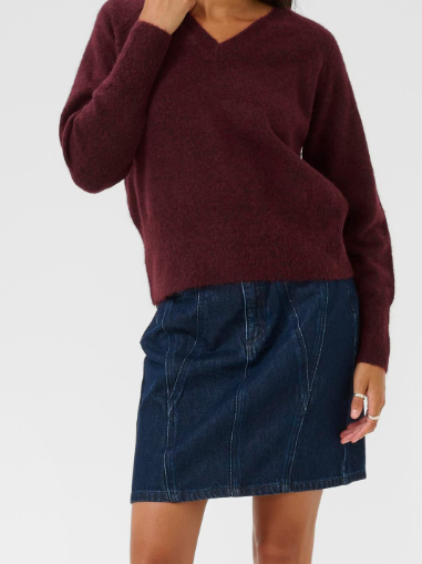 Kaffe V Neck Wine Sweater