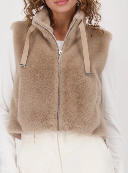 Monari Faux Fur Vest in Truffle
