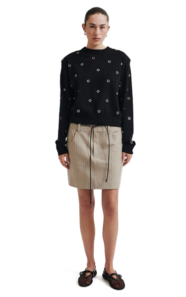 Second Female Eyelet Black Knit