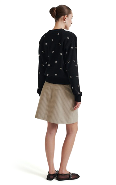 Second Female Eyelet Black Knit