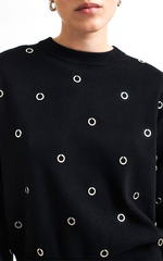 Second Female Eyelet Black Knit 