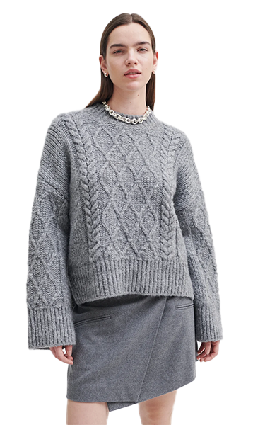 Second Female Cable Knit in Grey Melange