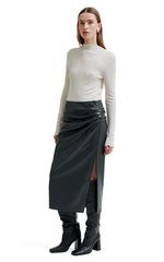 Second Female Faux Leather Black Skirt