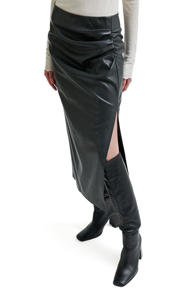 Second Female Faux Leather Black Skirt