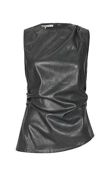Second Female Faux Leather Black Top