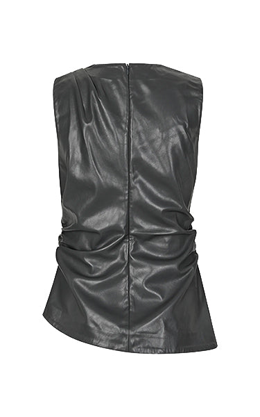 Second Female Faux Leather Black Top