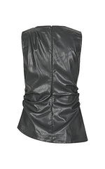 Second Female Faux Leather Black Top