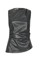 Second Female Faux Leather Black Top