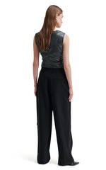 Second Female Faux Leather Black Top