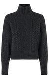 Second Female Hi Neck Cable Knit Black