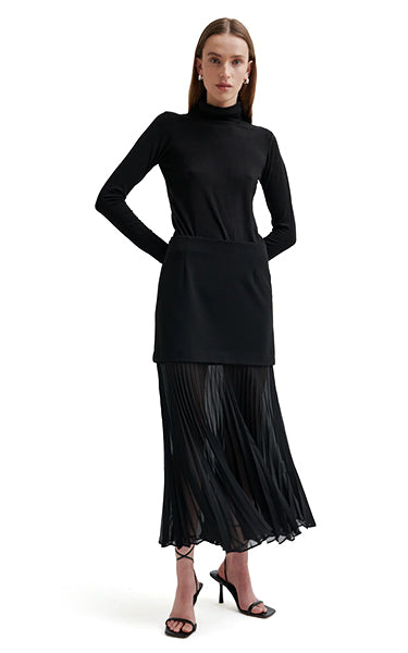 Second Female Pleated Long Skirt Black