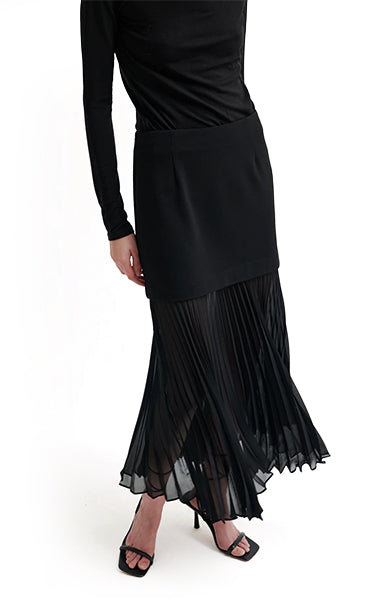 Second Female Pleated Long Skirt Black