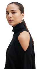 Second Female Shoulder Cut Out Knit Black