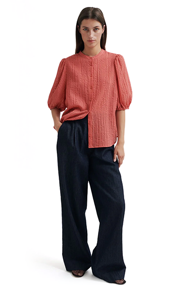 Second Female Textured Shirt in Spice Coral