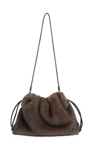 Yerse Chocolate Faux Fur Bag
