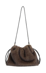 Yerse Chocolate Faux Fur Bag