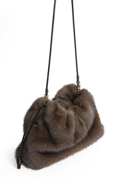 Yerse Chocolate Faux Fur Bag