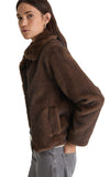 Yerse Chocolate Faux Fur Jacket