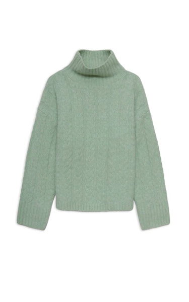 Yerse Cosy Cable Knit in Mint Green