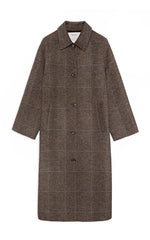 Yerse Long Coat in Brown Checks