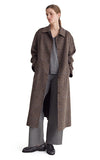 Yerse Long Coat in Brown Checks
