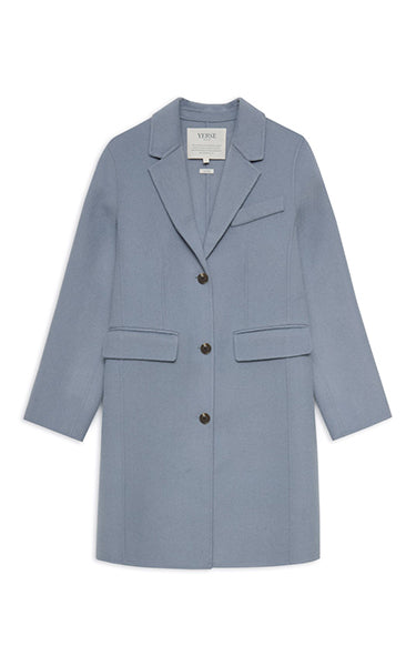 Yerse Midi Coat in Blue Grey